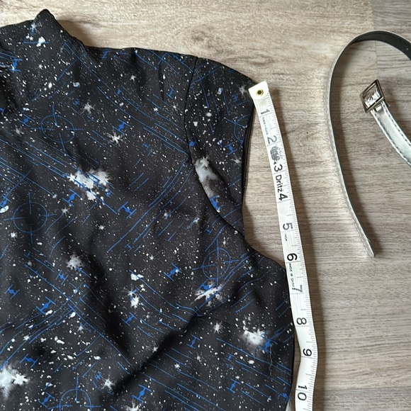 Blue and Black Star Wars Dress with tie fighters and silver belt - Picture 7 of 8